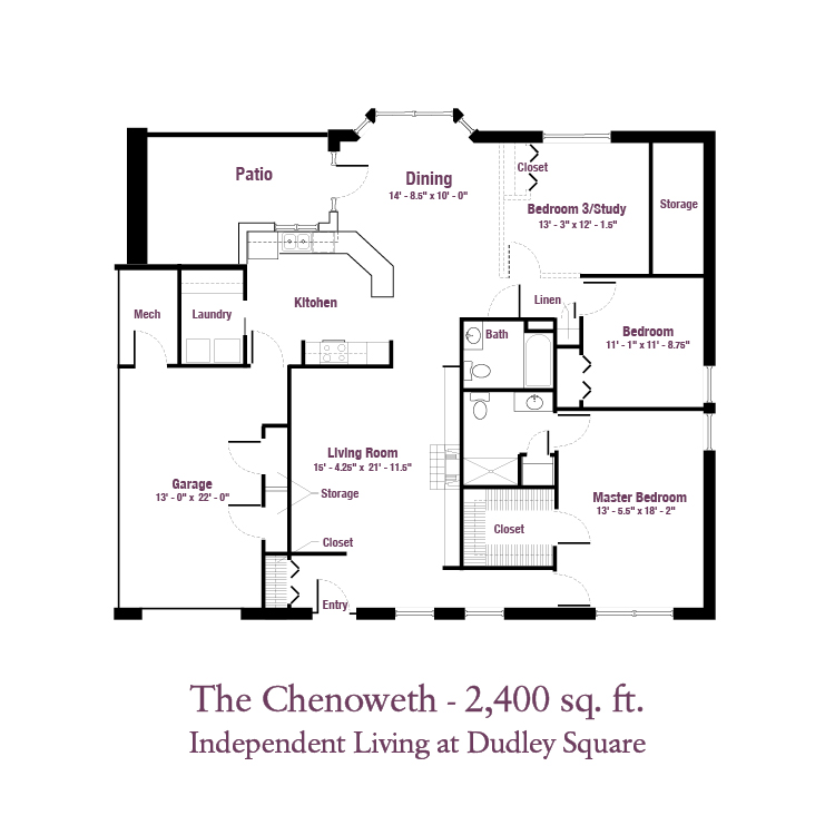 Chenoweth Floor Plan at Dudley Square Top Independent Senior Living in Louisville