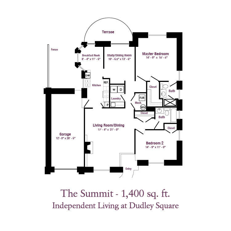 Independent Senior living the Summit Floor Plan available at Dudley Square in the Louisville area