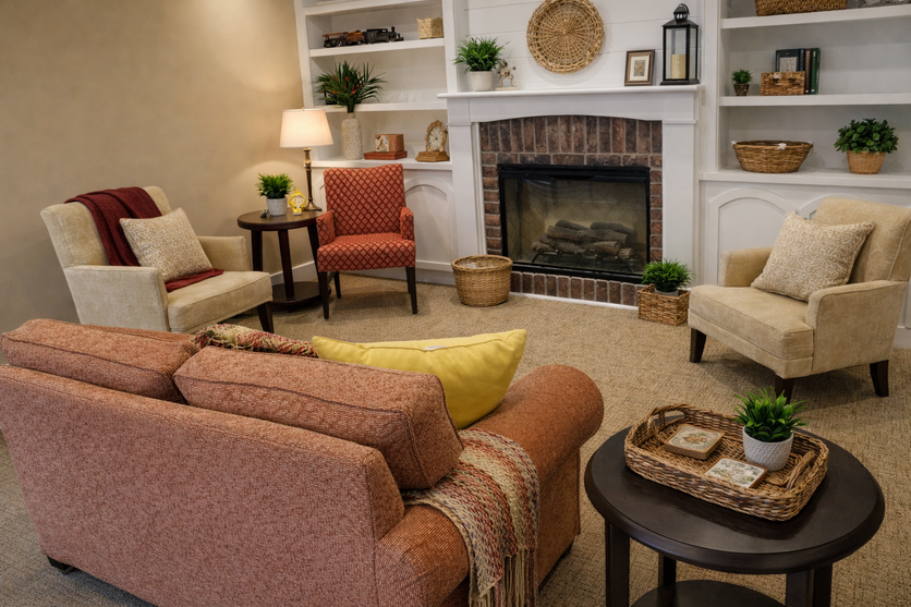 Cozy living room with rich textures