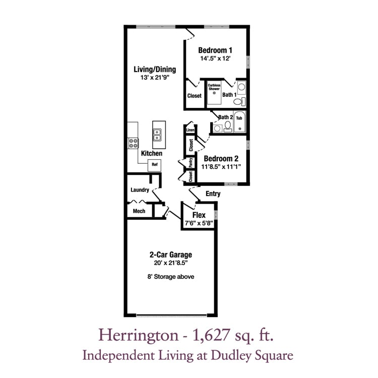 Floor plan for Herrington Independent Senior living House in the Louisville area