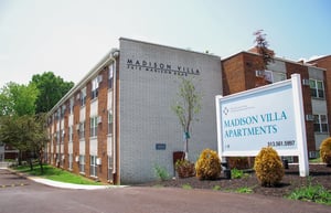 Exterior of Madison Villa senior living apartments based on income