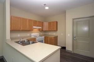 Kitchen with large counter in senior apartment in Florence Kentucky