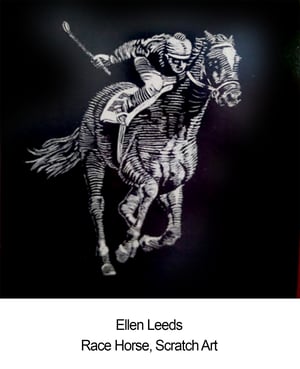 Ellen Leeds-Race Horse-Scratch Art
