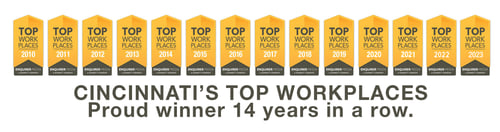 Top Workplaces Cincinnati,  ERS has won 14 times in 14 years